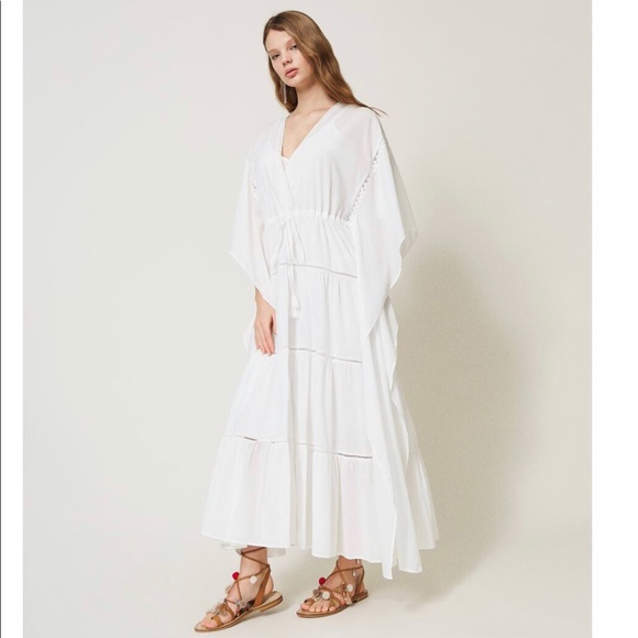 Twin-Set Dresses & Skirts - TWINSET Milano Casablanca muslin long dress with lace